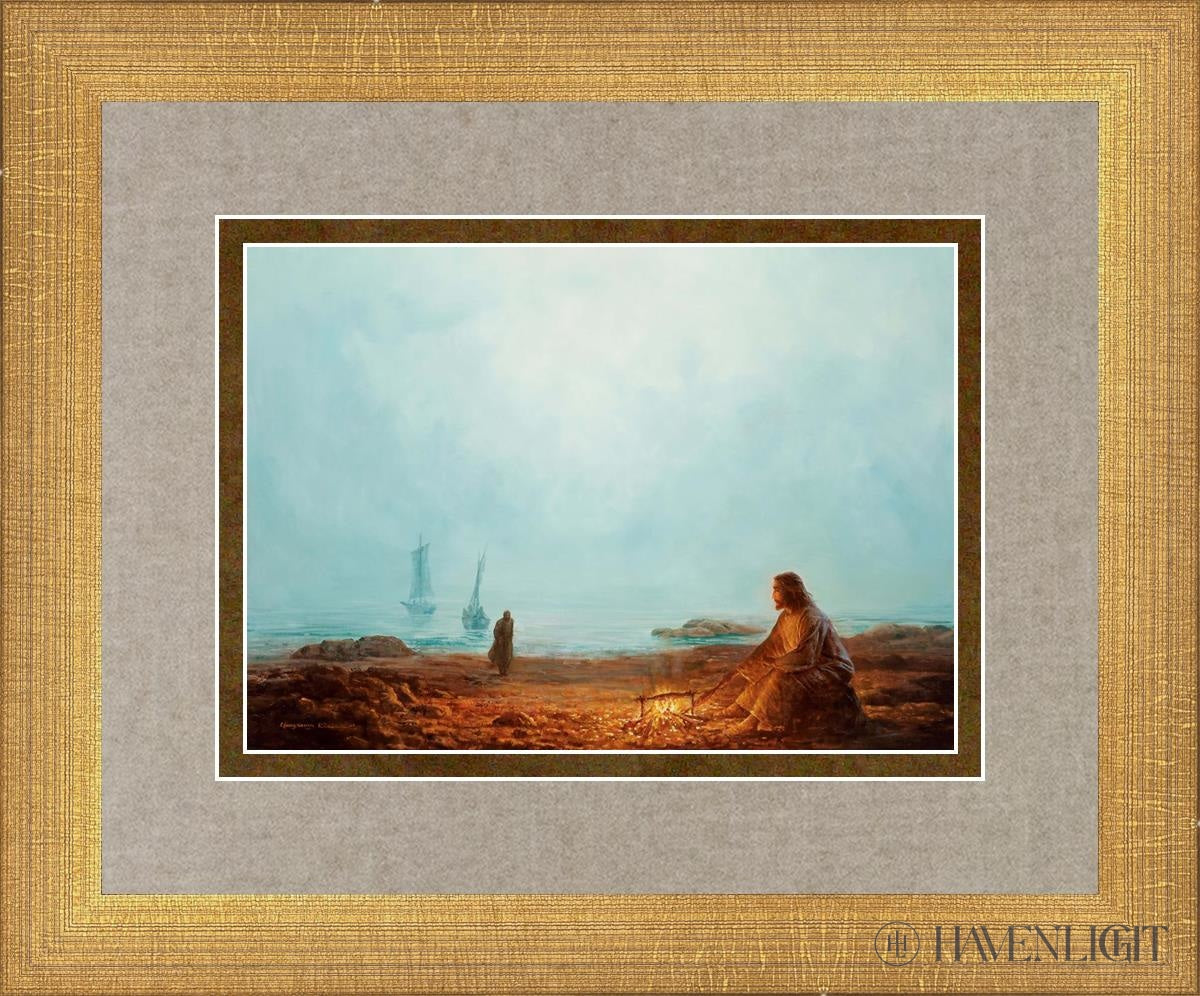 By The Shore Open Edition Print / 7 X 5 Matte Gold 11 3/4 9 Art