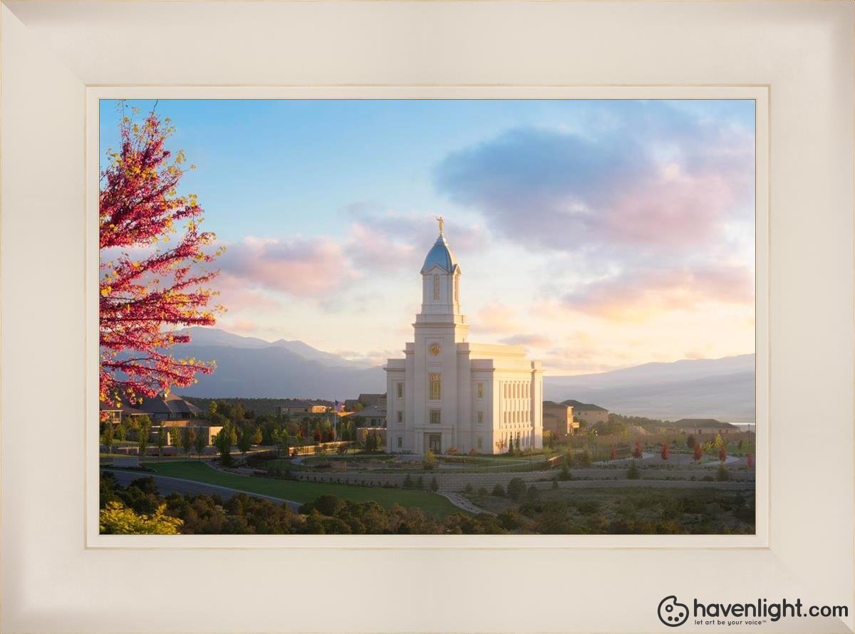 Cedar City Temple Time For Eternal Things Open Edition Canvas / 24 X 16 Frame L 23 31 Art