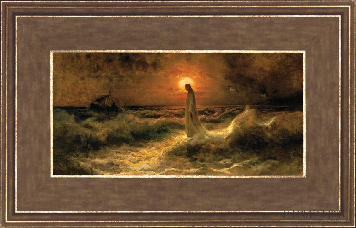 Christ Walking On The Water Open Edition Canvas / 12 X 6 Gold 16 3/4 10 Art
