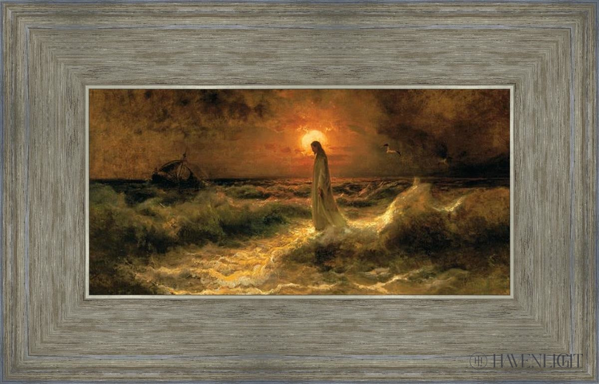 Christ Walking On The Water Open Edition Canvas / 12 X 6 Gray 16 3/4 10 Art