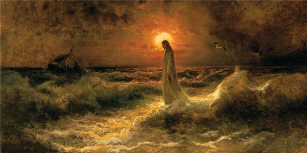 Christ Walking On The Water Open Edition Canvas / 24 X 12 Rolled In Tube Art