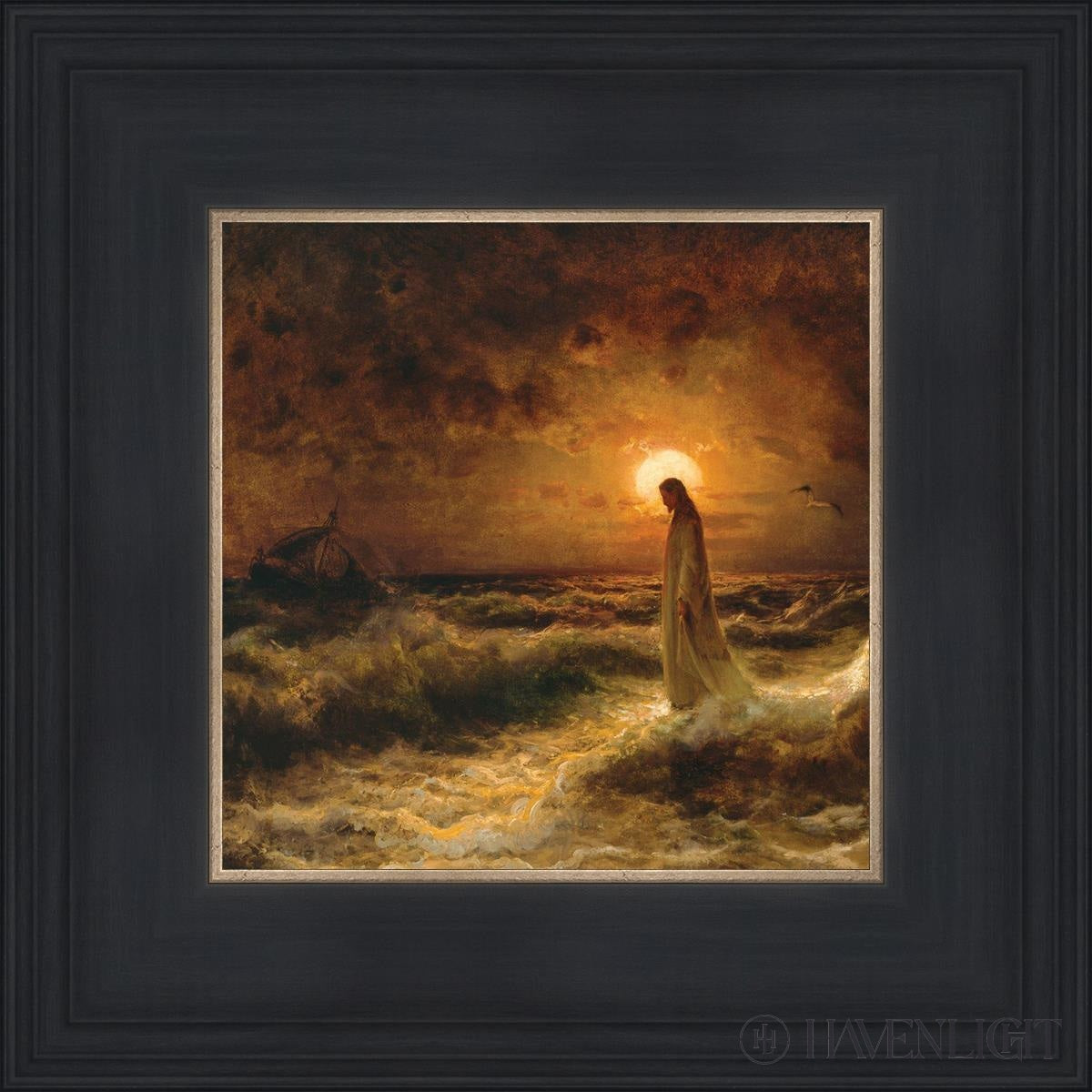 Christ Walking On The Water Open Edition Print / 7 1/2 X Black 12 1/4 Art