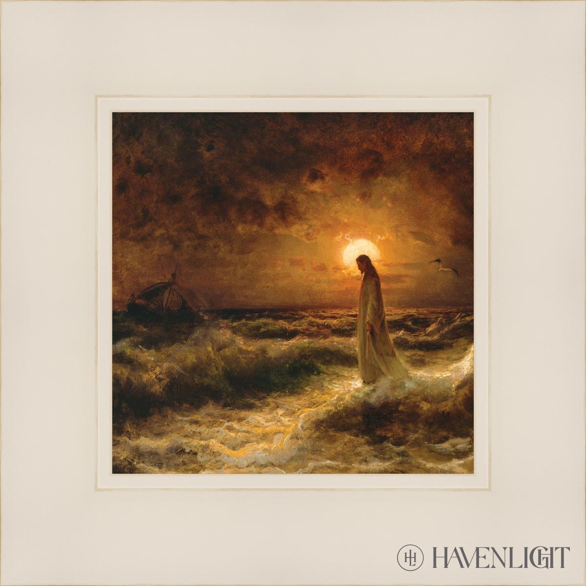 Christ Walking On The Water Open Edition Print / 7 1/2 X White 11 3/4 Art