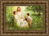 Christ With Asian Children Open Edition Canvas / 18 X 12 Gold 23 3/4 17 Art