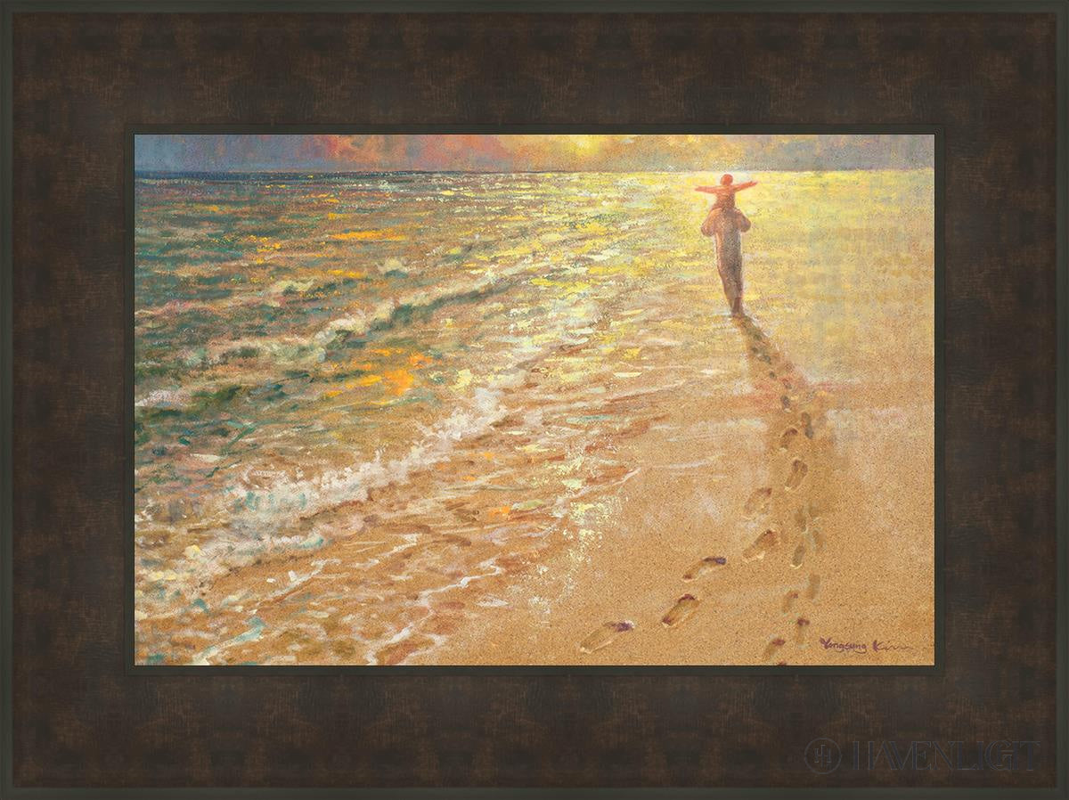 Footprints Open Edition Canvas / 24 X 16 Bronze Frame 31 3/4 23 Art