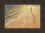 Footprints Open Edition Canvas / 30 X 20 Bronze Frame 37 3/4 27 Art