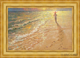 Footprints Open Edition Canvas / 36 X 24 Colonial Gold Metal Leaf 44 3/4 32 Art