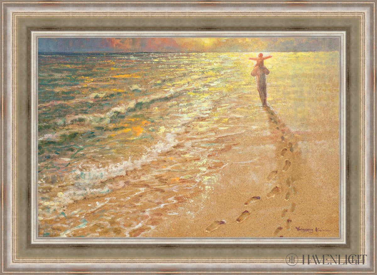 Footprints Open Edition Canvas / 36 X 24 Colonial Silver Metal Leaf 44 3/4 32 Art