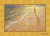 Footprints Open Edition Canvas / 36 X 24 Gold Metal Leaf 44 3/8 32 Art
