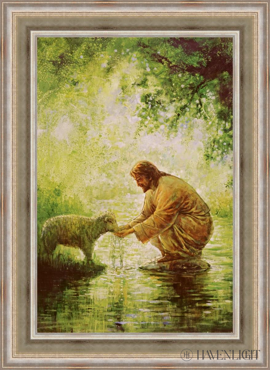 Gentle Shepherd Open Edition Canvas / 24 X 36 Colonial Silver Metal Leaf 32 3/4 44 Art