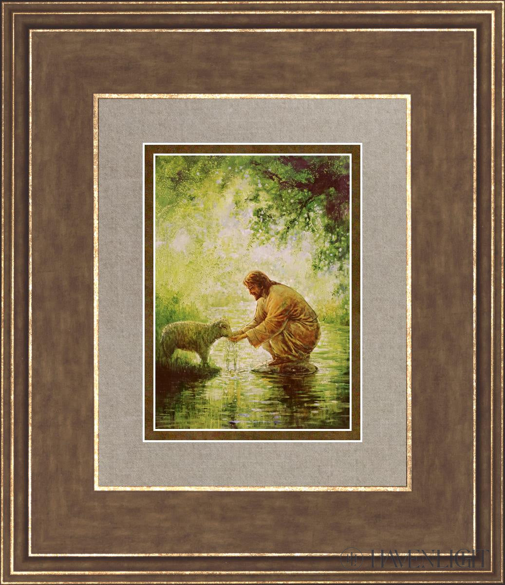 Gentle Shepherd Open Edition Print / 5 X 7 Gold 12 3/4 14 Art
