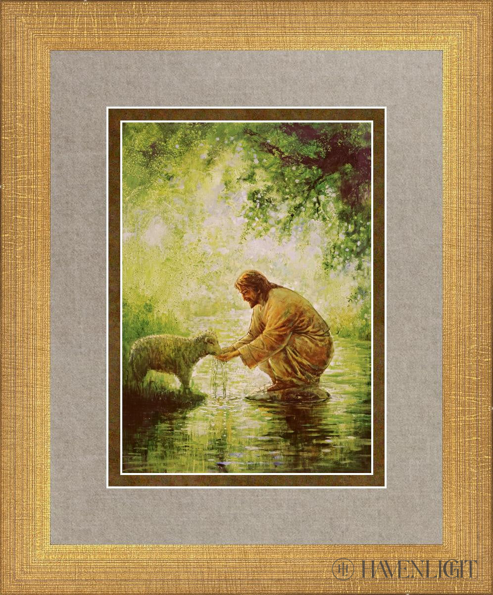 Gentle Shepherd Open Edition Print / 5 X 7 Matte Gold 9 3/4 11 Art