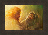 Healing The Blind Man Open Edition Canvas / 30 X 20 Bronze Frame 37 3/4 27 Art