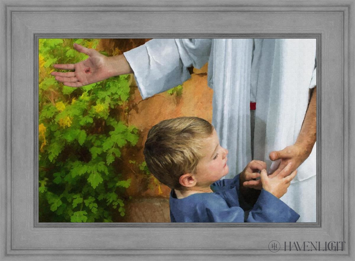 His Hands Open Edition Canvas / 36 X 24 Gray 45 3/4 33 Art