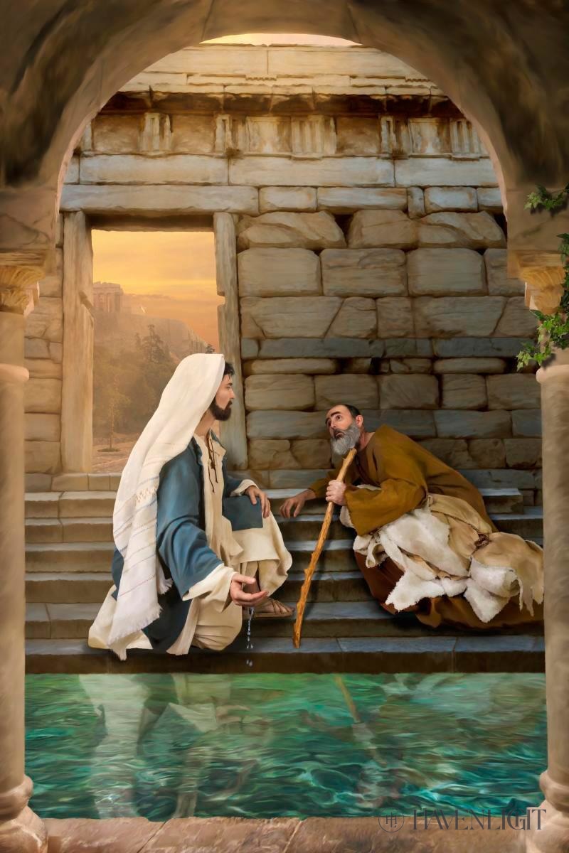 Living Water At Bethesda Open Edition Canvas / 20 X 30 Rolled In Tube Art