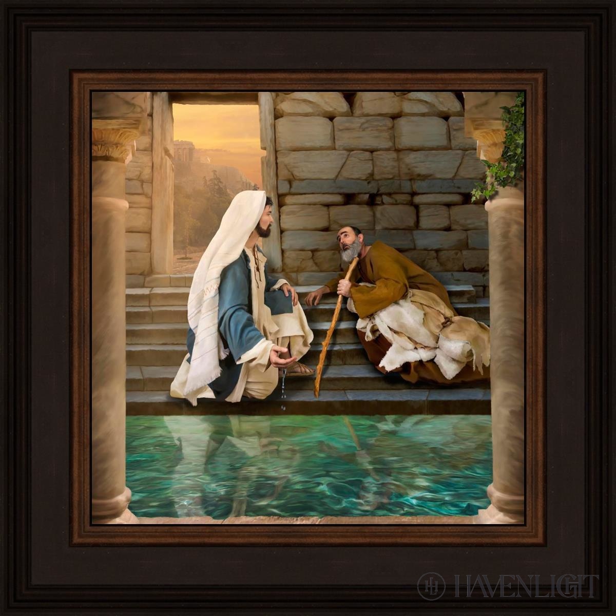 Living Water At Bethesda Open Edition Print / 12 X Brown 16 3/4 Art