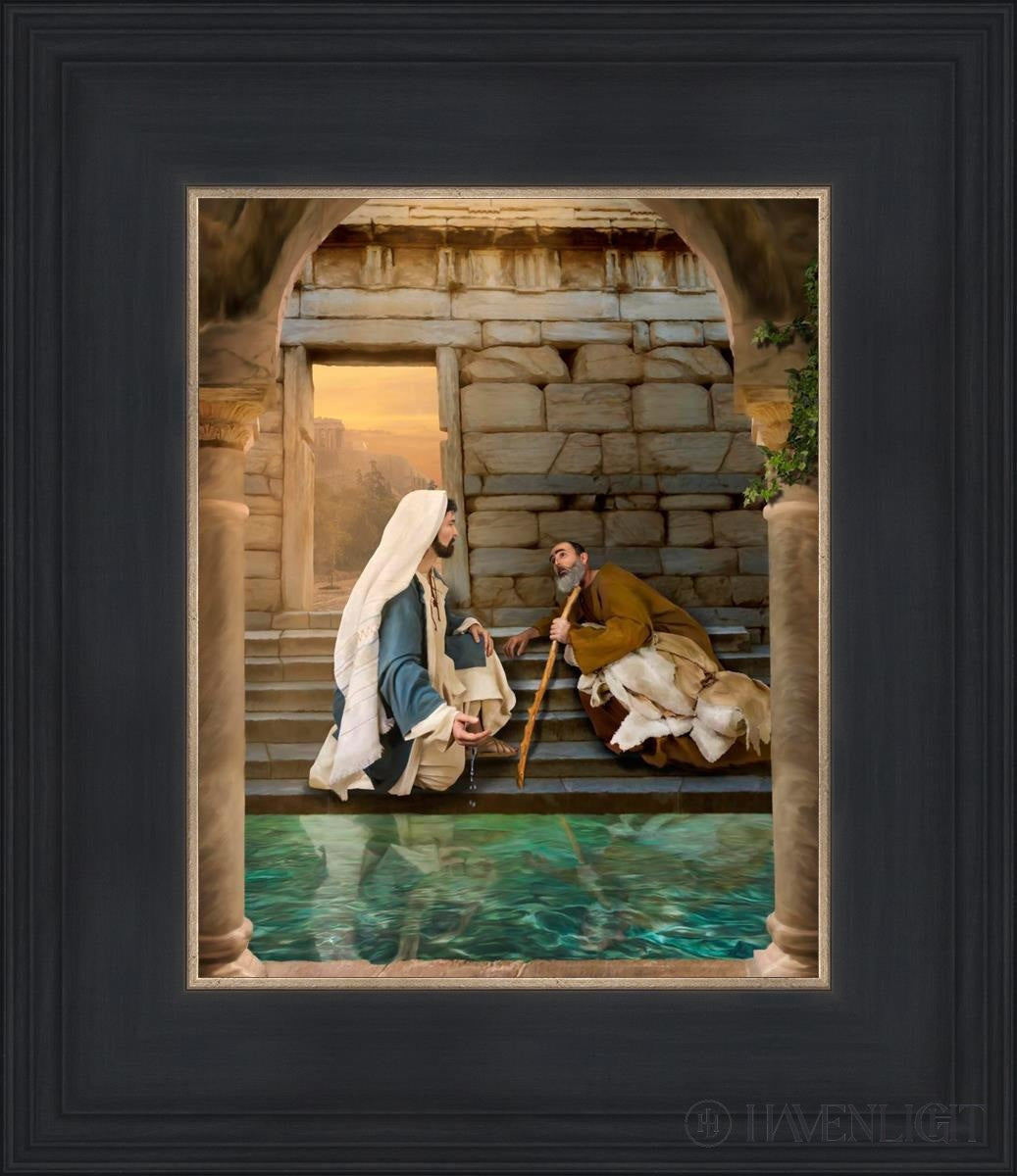 Living Water At Bethesda Open Edition Print / 8 X 10 Black 12 3/4 14 Art