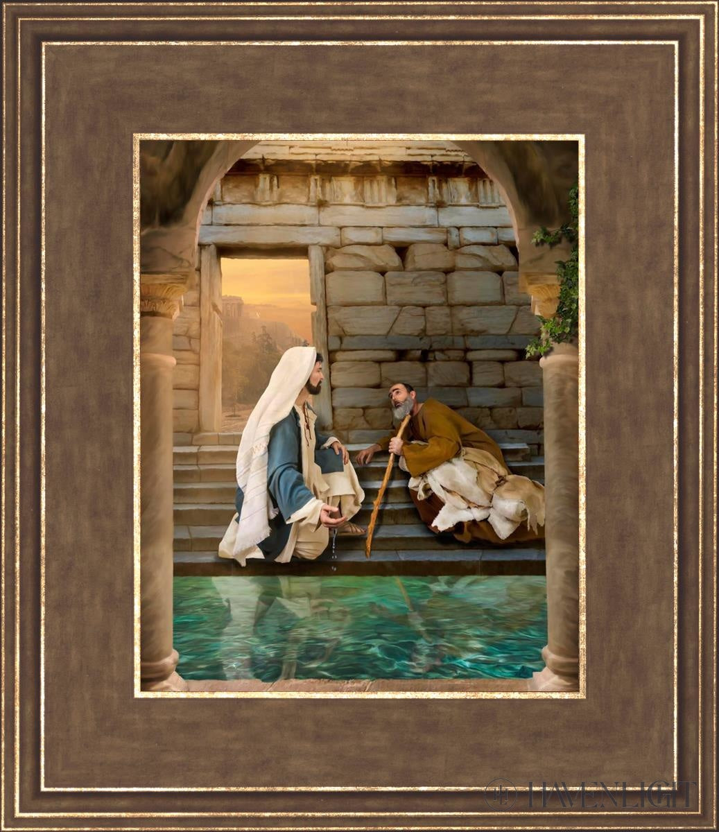Living Water At Bethesda Open Edition Print / 8 X 10 Gold 12 3/4 14 Art
