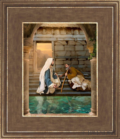 Living Water At Bethesda Open Edition Print / 8 X 10 Gold 12 3/4 14 Art