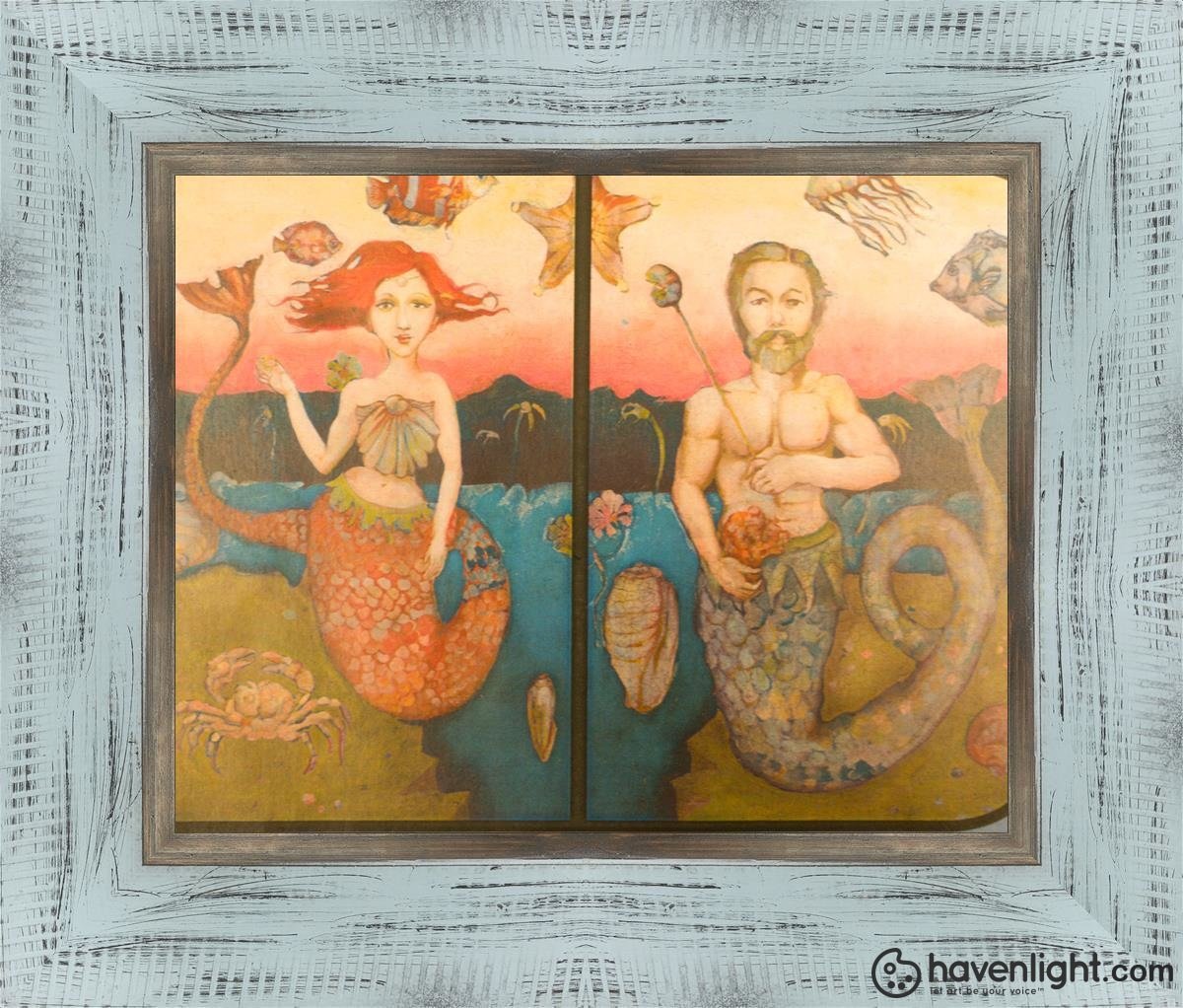 Mer Couple Open Edition Print / 10 X 8 Frame L 13.5 11.5 Oep