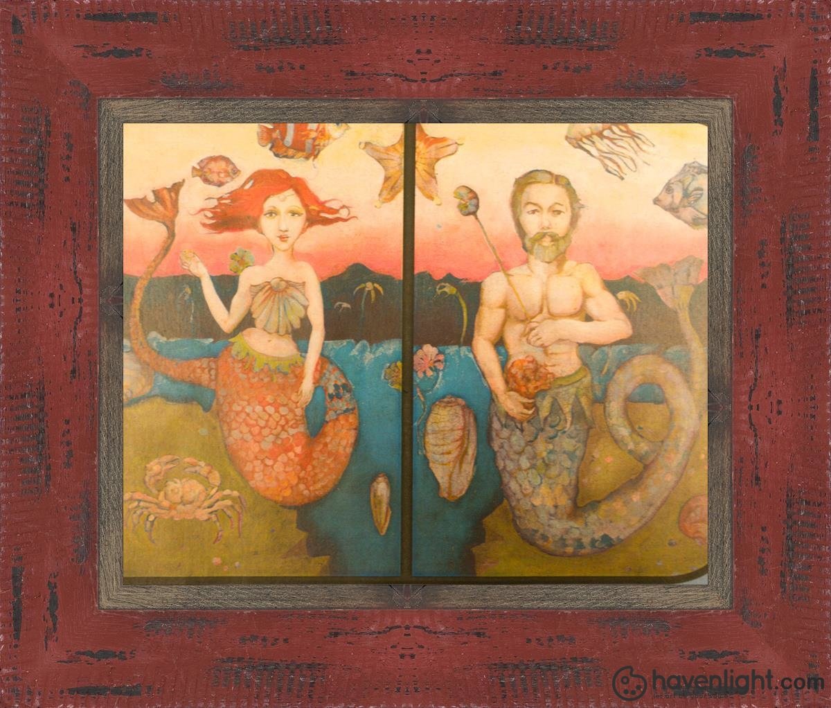 Mer Couple Open Edition Print / 10 X 8 Frame R 13.5 11.5 Oep