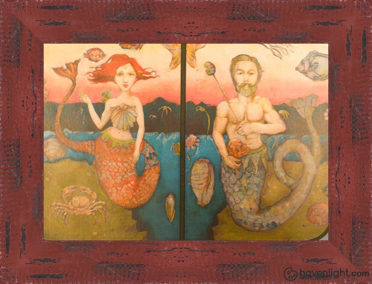 Mer Couple Open Edition Print / 7 X 5 Frame R 8.5 6.5 Oep