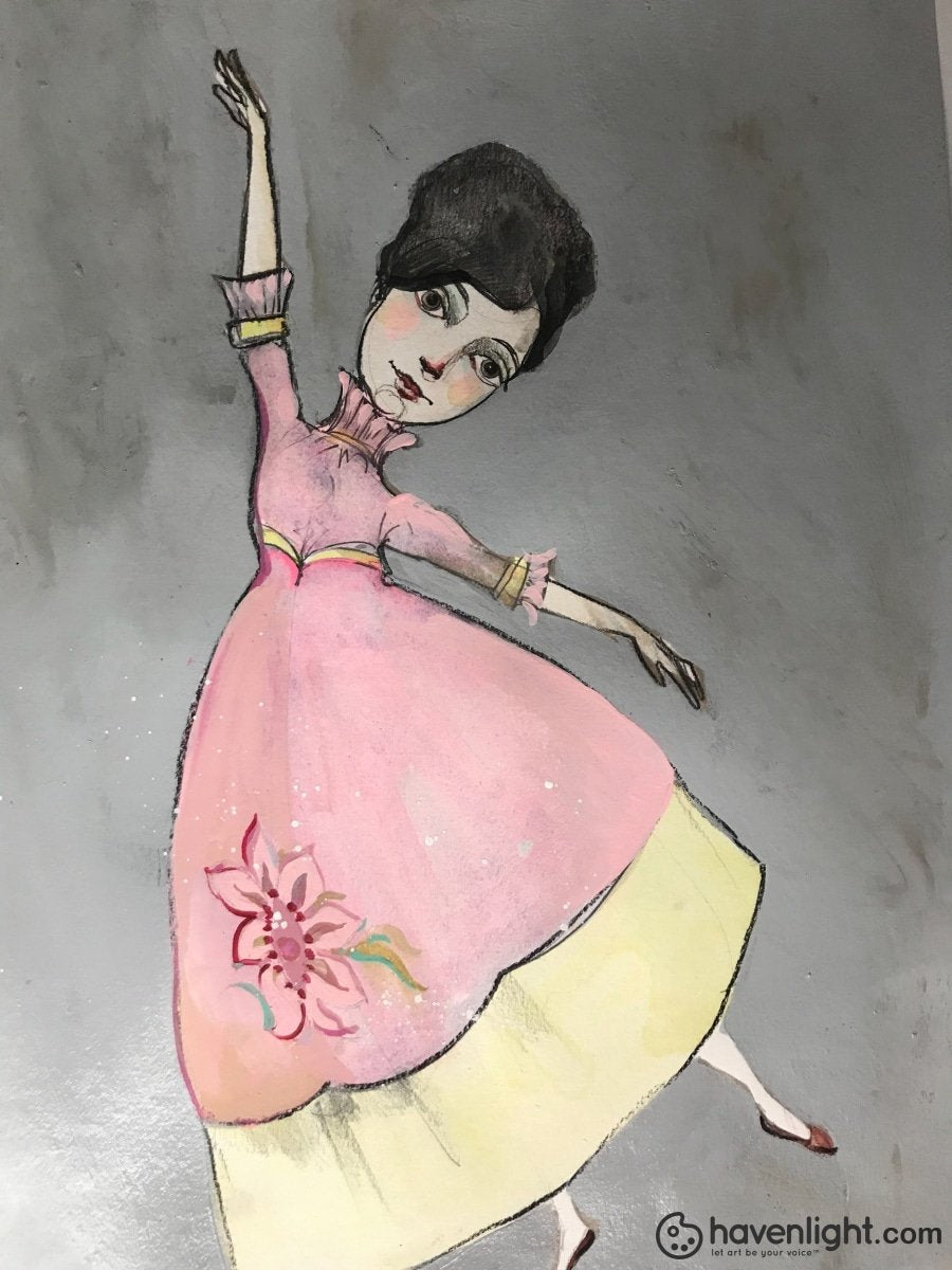 Mother Is Dancing Original Oil On Paper 11 X 17
