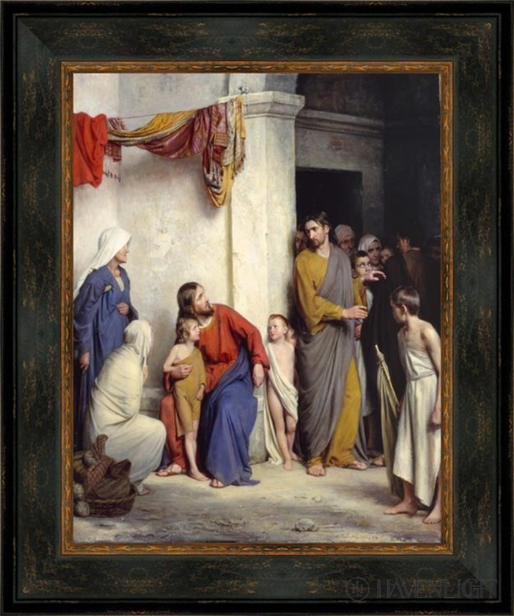 Suffer The Children To Come Unto Me Open Edition Canvas / 18 X 21 Frame C 27 1/4 24 Art