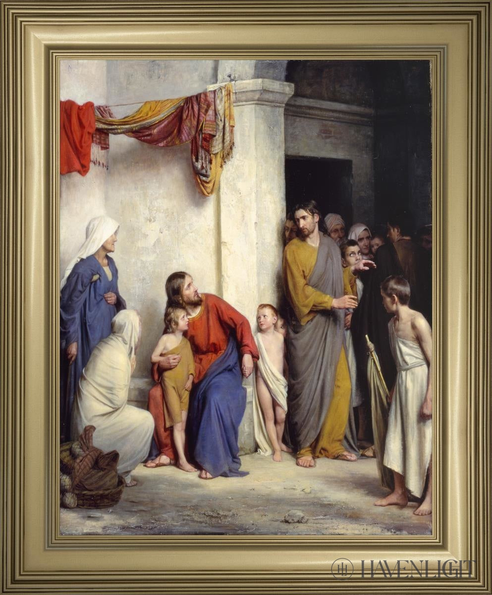 Suffer The Children To Come Unto Me Open Edition Canvas / 22 X 28 Frame C 34 3/4 Art