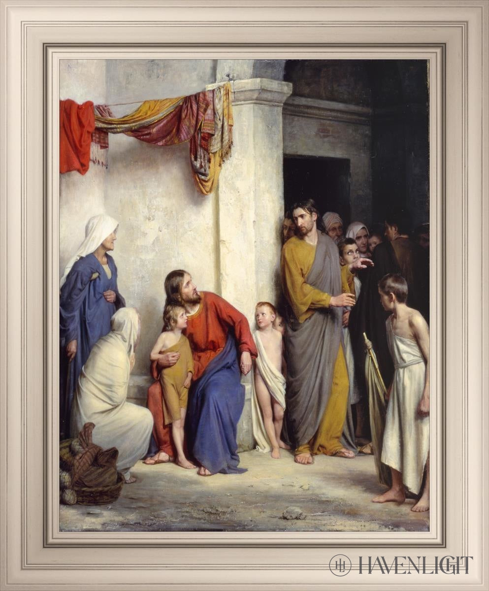 Suffer The Children To Come Unto Me Open Edition Canvas / 22 X 28 Frame W 34 3/4 Art