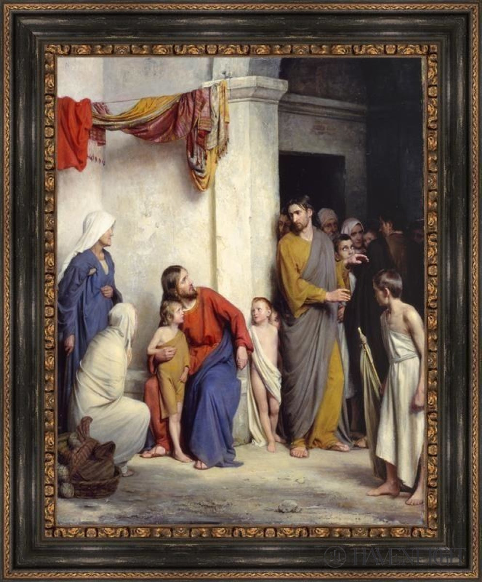 Suffer The Children To Come Unto Me Open Edition Canvas / 26 X 33 Frame D 40 3/4 Art
