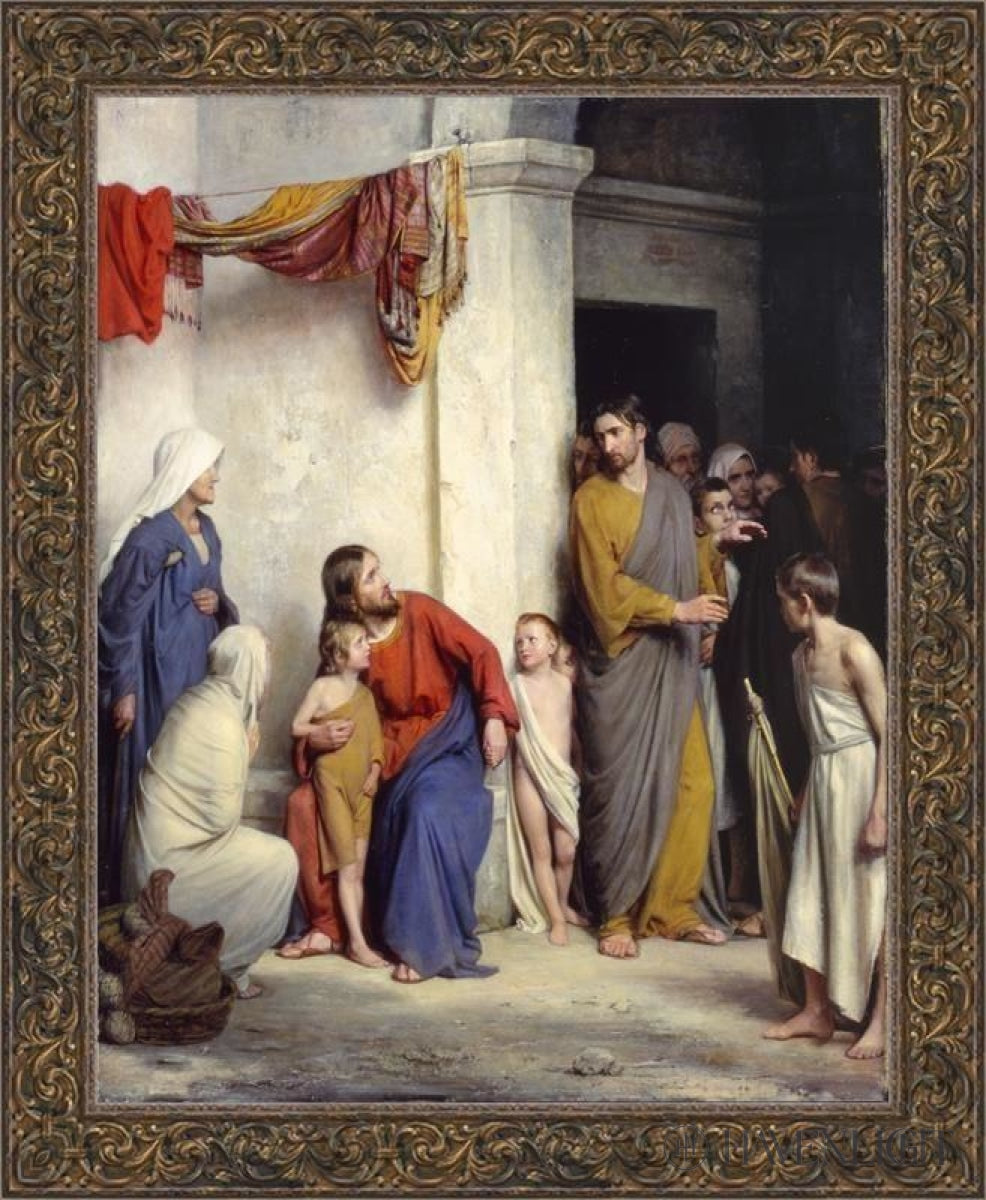 Suffer The Children To Come Unto Me Open Edition Canvas / 31 1/2 X 40 Frame B 47 39 Art