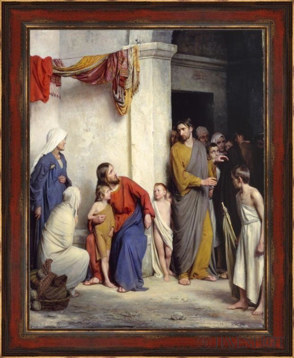 Suffer The Children To Come Unto Me Open Edition Canvas / 31 1/2 X 40 Frame C 47 3/4 39 1/4 Art