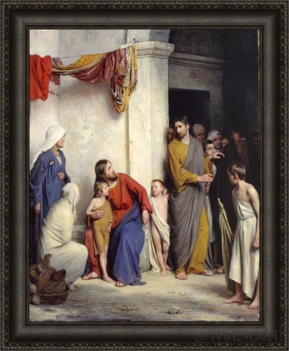 Suffer The Children To Come Unto Me Open Edition Canvas / 31 1/2 X 40 Frame D 47 3/4 39 1/4 Art