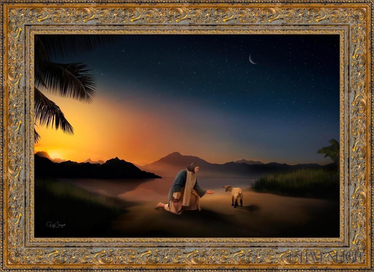 Time With The Lamb Open Edition Canvas / 36 X 24 Gold 43 3/4 31 Art