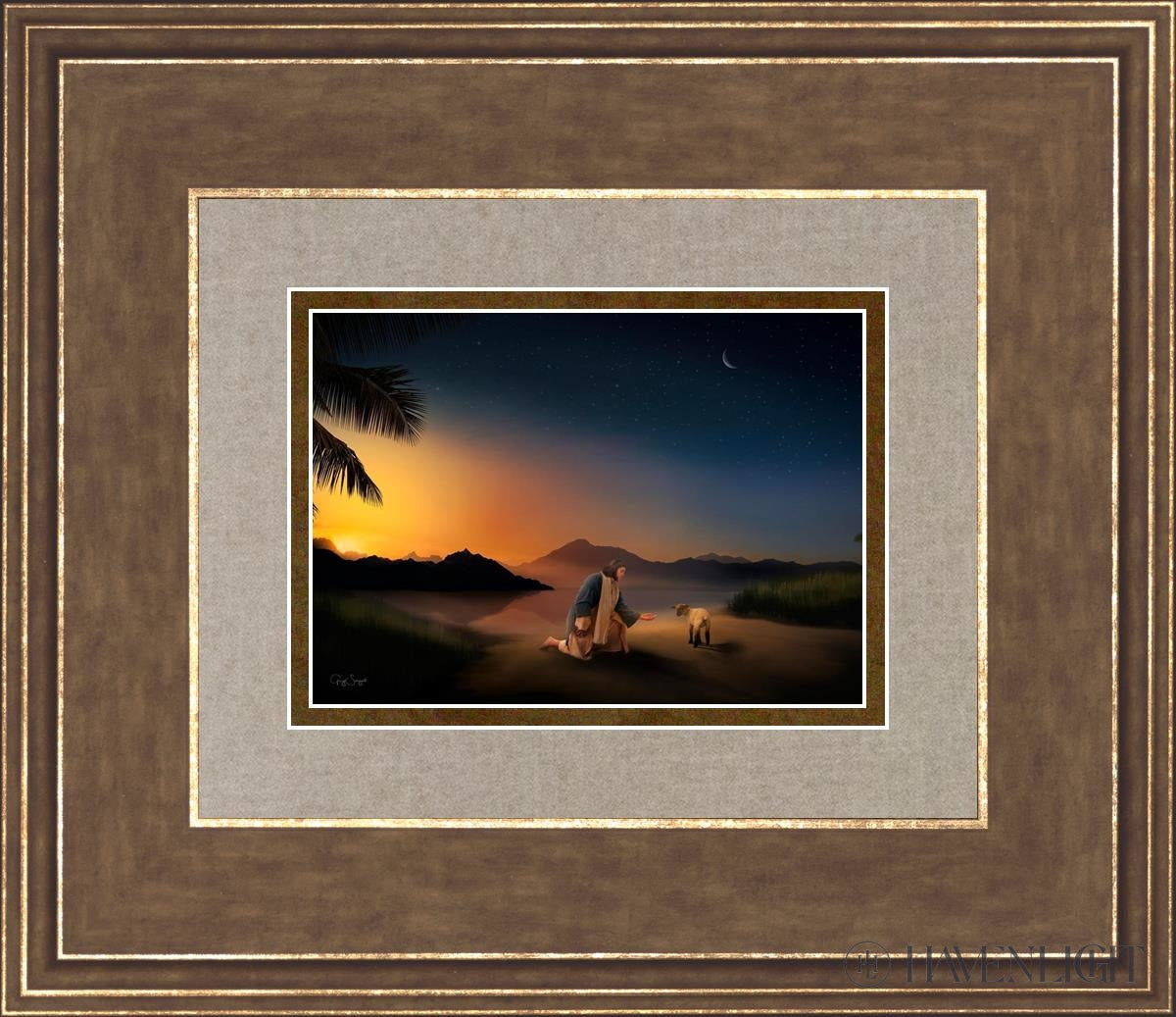 Time With The Lamb Open Edition Print / 7 X 5 Gold 14 3/4 12 Art
