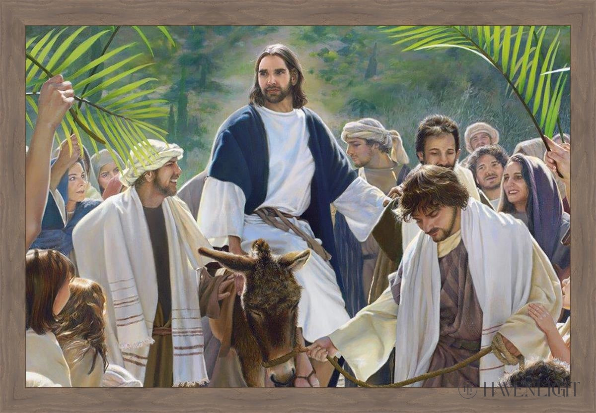 Triumphal Entry Large Art Open Edition Canvas / 48 X 32 Light Brown Wood Grain 52 1/4 36