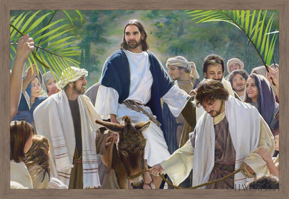 Triumphal Entry Large Art Open Edition Canvas / 60 X 40 Light Brown Wood Grain 64 1/4 44