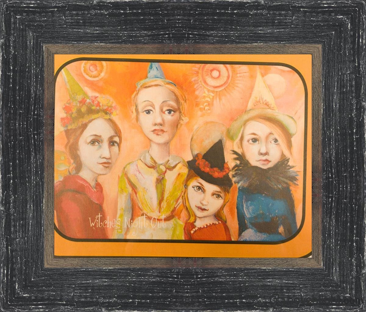 Witches Night Out Open Edition Print / 10 X 8 Frame B 13.5 11.5 Oep