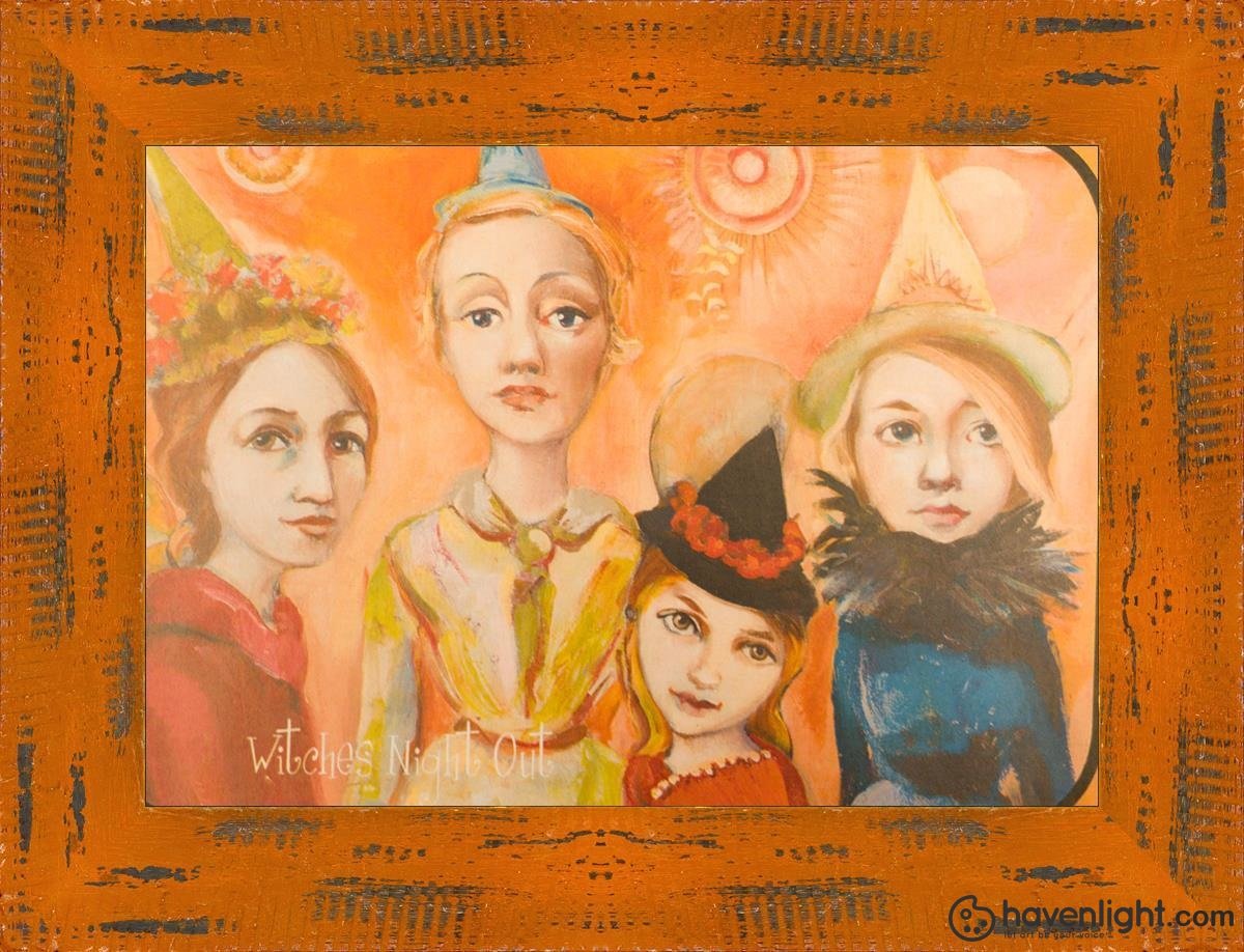 Witches Night Out Open Edition Print / 7 X 5 Frame O 8.5 6.5 Oep